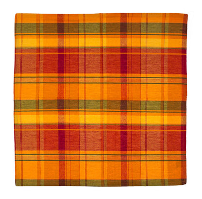 Orange Gold Red Plaid Napkins Set of 4