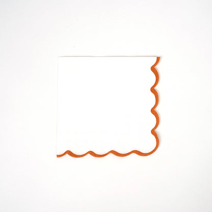 Orange Green Red Scallop Paper Beverage Napkins