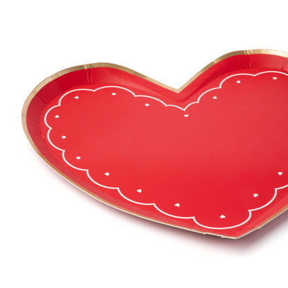 Red Heart Shape Paper Plates