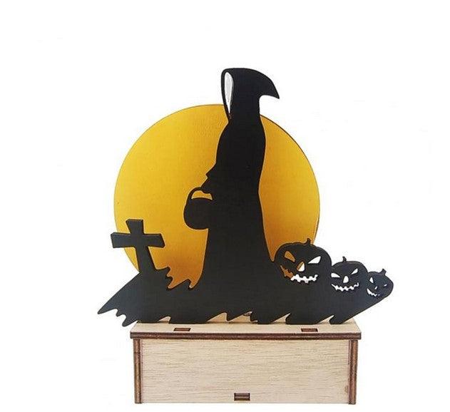 Wooden  Grim Reaper Lighted Table Decoration
