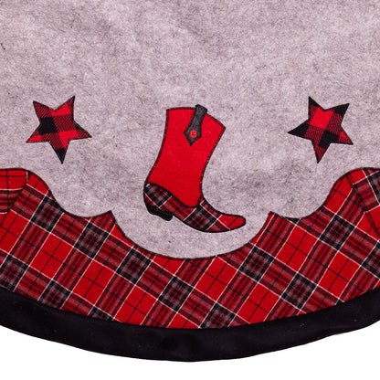 Cowboy Western Design Plaid Christmas Tree Skirt 48"