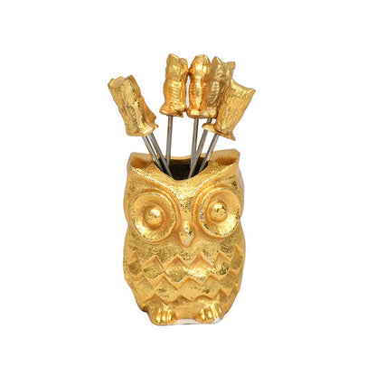Gold Owl-shaped Holder and Picks