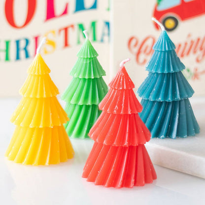 Colorful Christmas Tree Candles Set of 4
