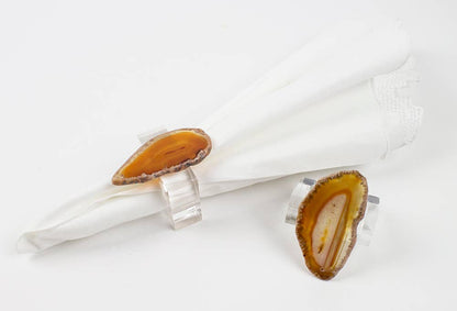 Amber Color Agate Napkin Rings Set of 4