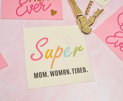 Super Mom Woman Tired Paper Beverage Napkins