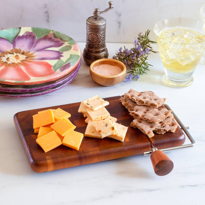 Acacia Wood Serving Board with Cheese Slicer