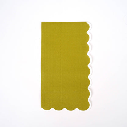 Green Orange Gold Scallop Paper Guest Towel Napkins