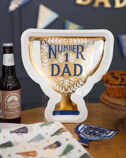 Number One Dad Trophy Paper Plates