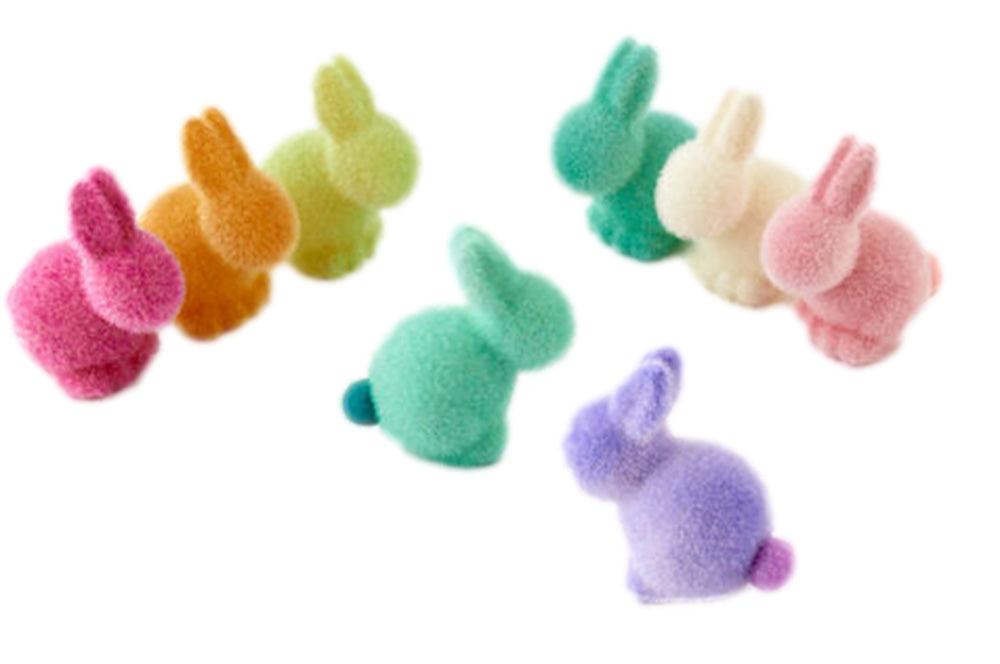 Mini Colorful Flocked Bunny Set 8