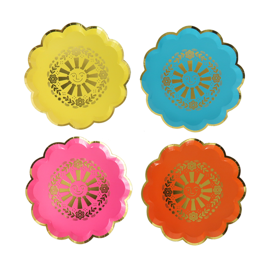 Multicolor Sun Design Paper Dessert Plates