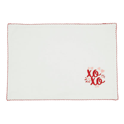 Embroidered XOXO Placemats and Napkins Set of 4