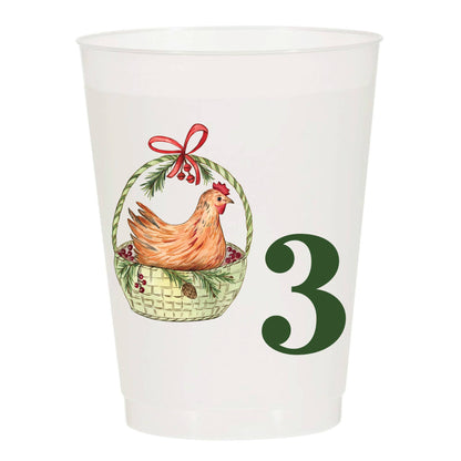 12 Days of Christmas Frosted Plastic Cups