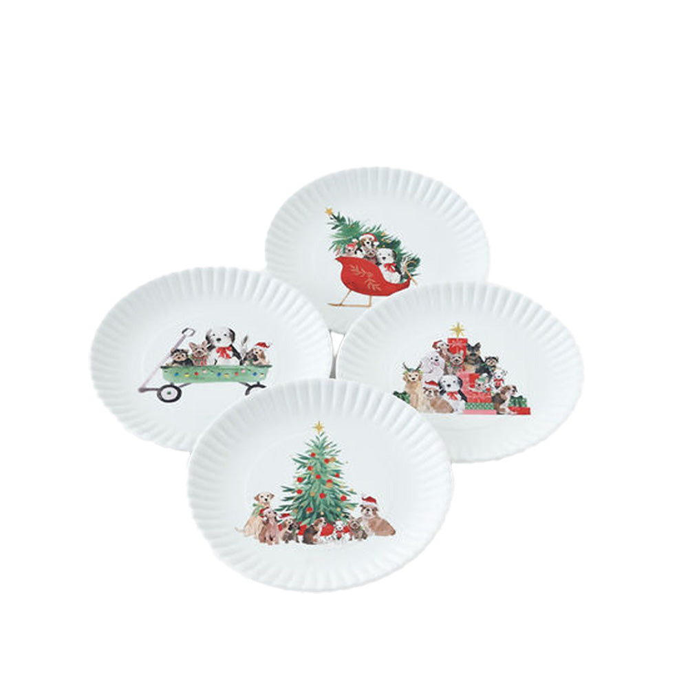 Santa Paws Dog Melamine Plates Set of 4