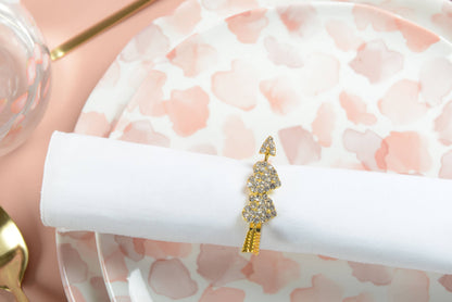 Rhinestone Hearts and Arrow Napkin Rings Set of 4