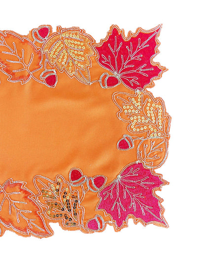 Sequined Leaf Orange Placemats Set of 4