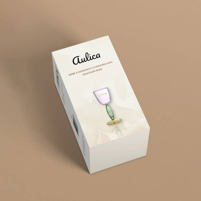 Three Color Glass Kiddush Cup with Pink Saucer