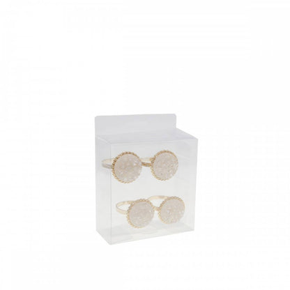 White Diamond Flecked Napkin Rings Set of 4