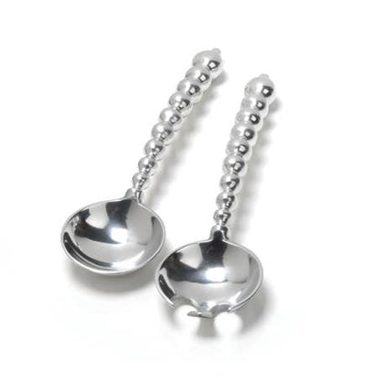 Polished Aluminum Beaded Server Set