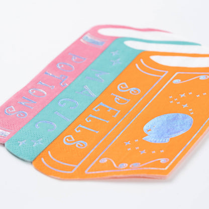 Potions and Spells Books Die-Cut Paper Beverage Napkins