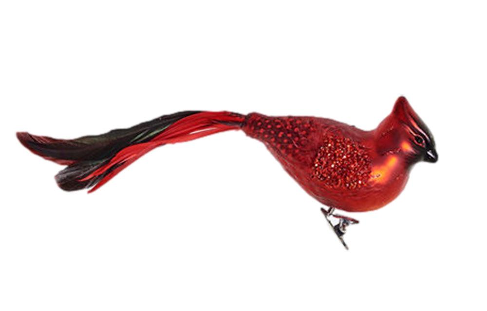Red Cardinal Clip-On Glass Ornament