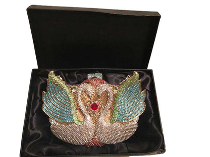 Pastel Color Crystal Swan Clutch/Shoulder Evening Handbag