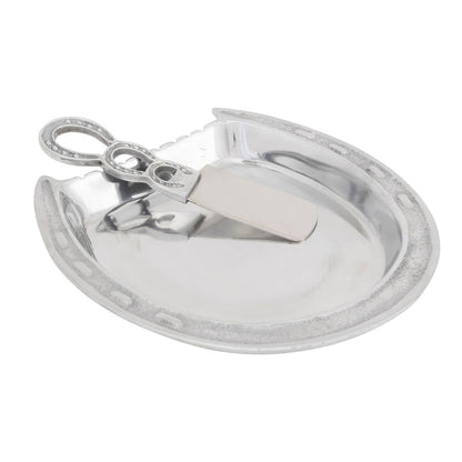 Horseshoe Shaped Cheese Plate with Knife