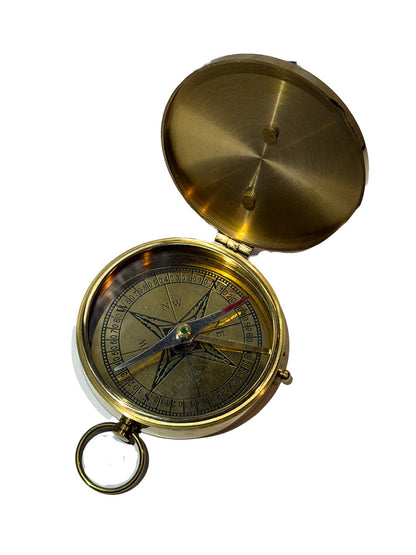 Solid Brass Beveled Lensatic Compass with Rosewood Box