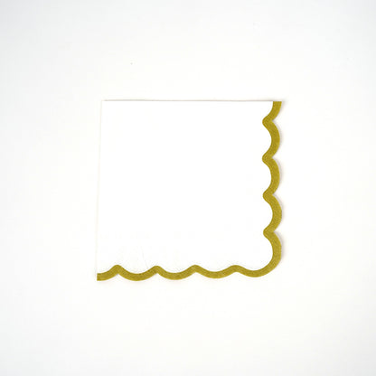 Orange Green Red Scallop Paper Beverage Napkins