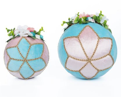 Katherine's Collection Blue and Pink Fabric Covered Eggs (set of 2)