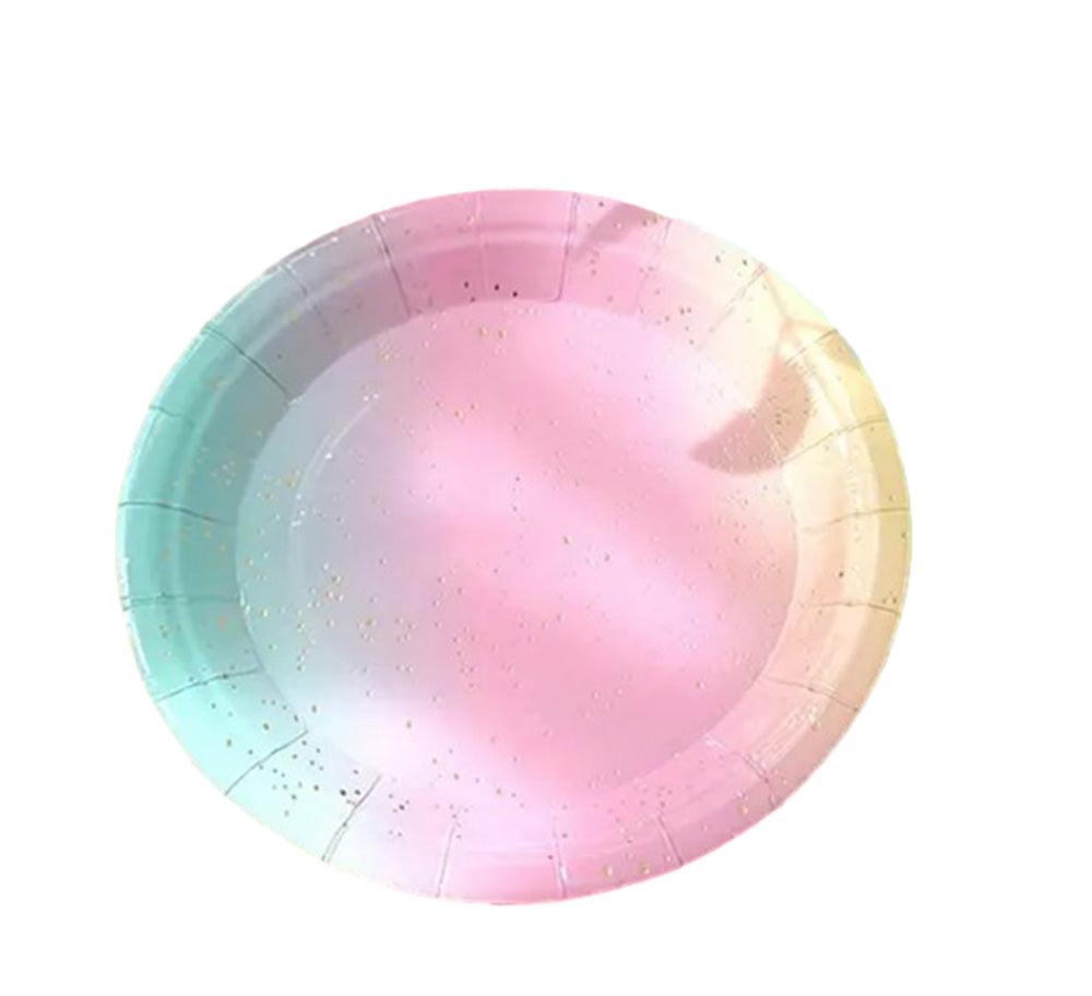 Ombre Pink Yellow Blue Paper 7" Plates