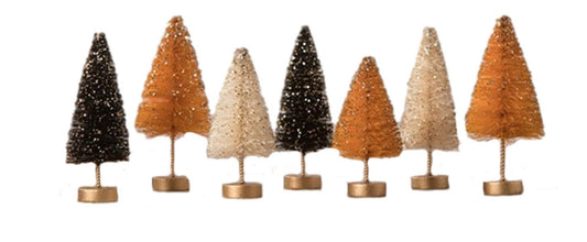 Bethany Lowe Black Orange Bottlebrush Tabletop Trees