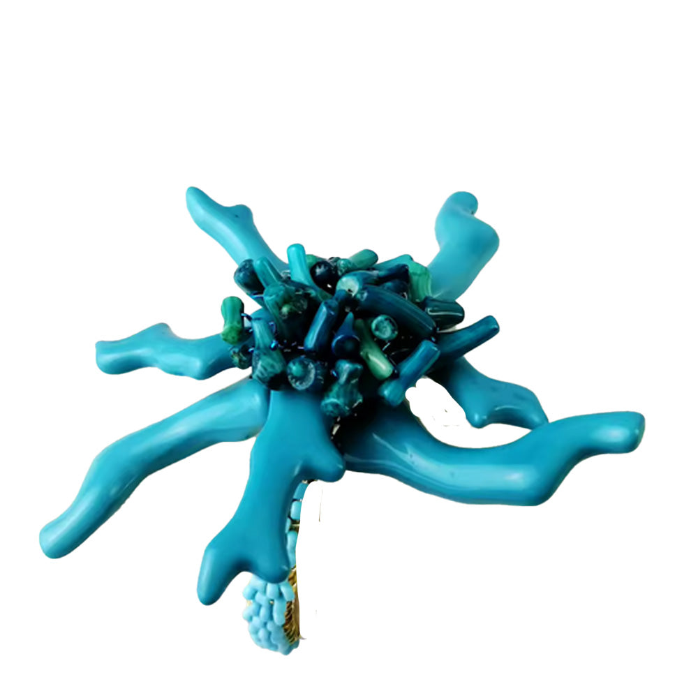 Aqua Blue Coral Napkin Rings (Set of 4)