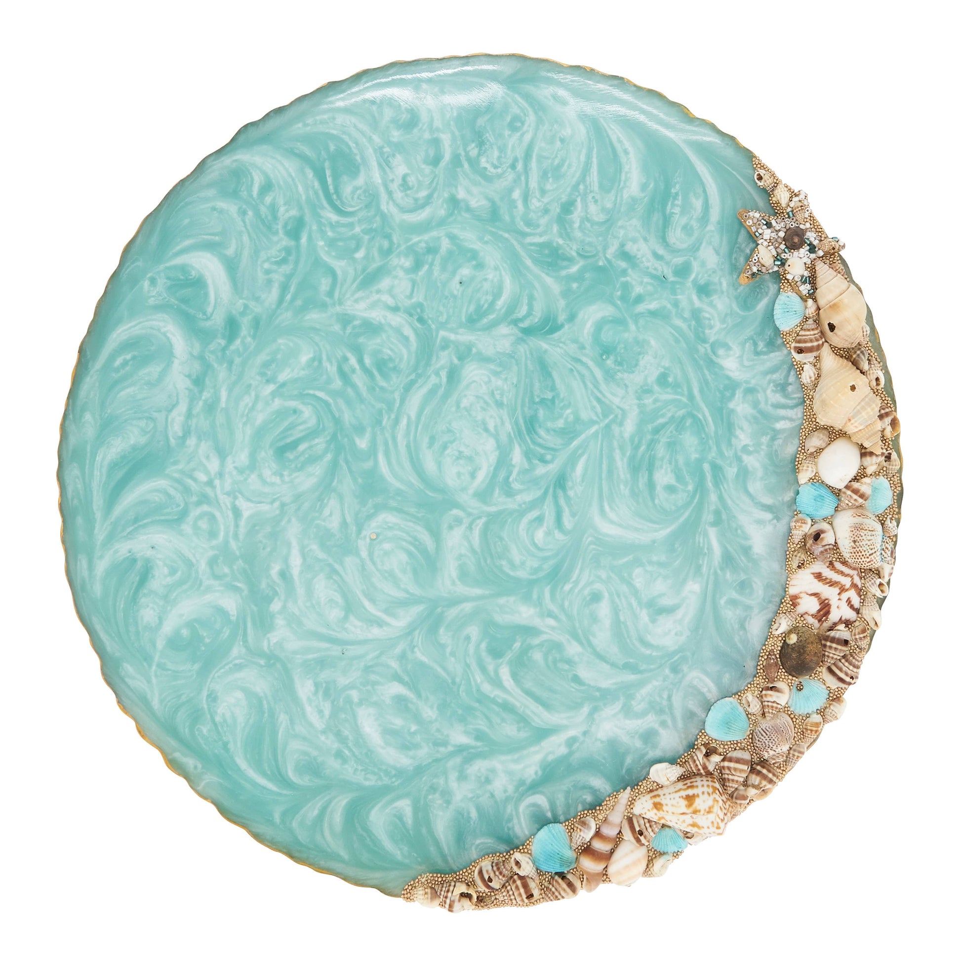 Aqua Blue Sea Shells Accented Placemats