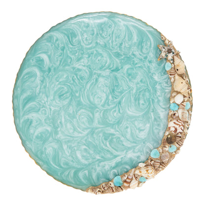 Aqua Blue Sea Shells Accented Placemats