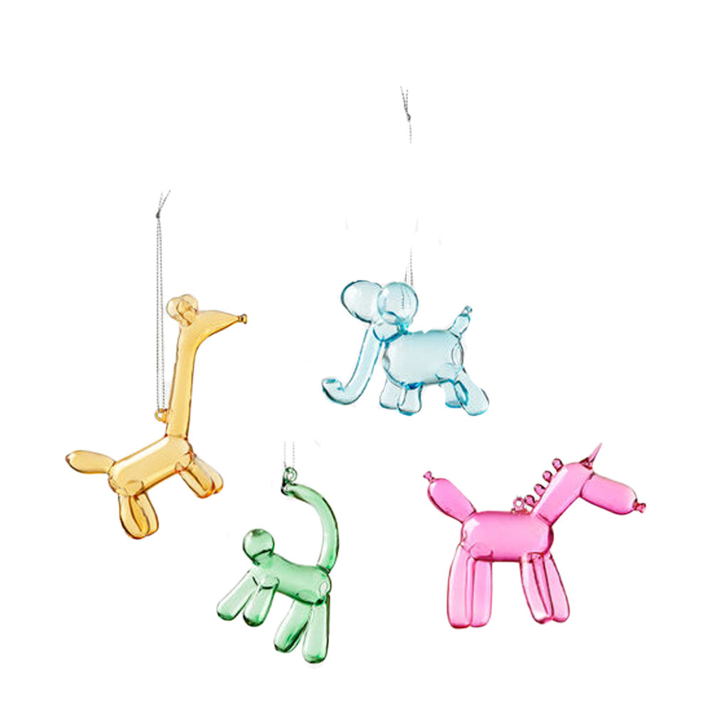 Balloon Animal Glass Ornaments Set of 4