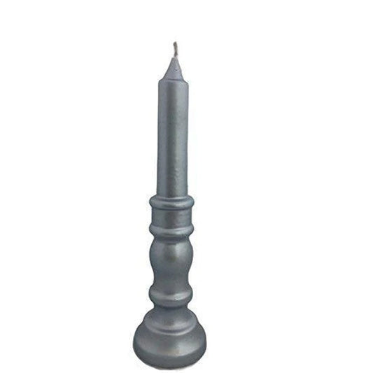 Baroque Gothic Candlestick Shape 13" Silver Candle