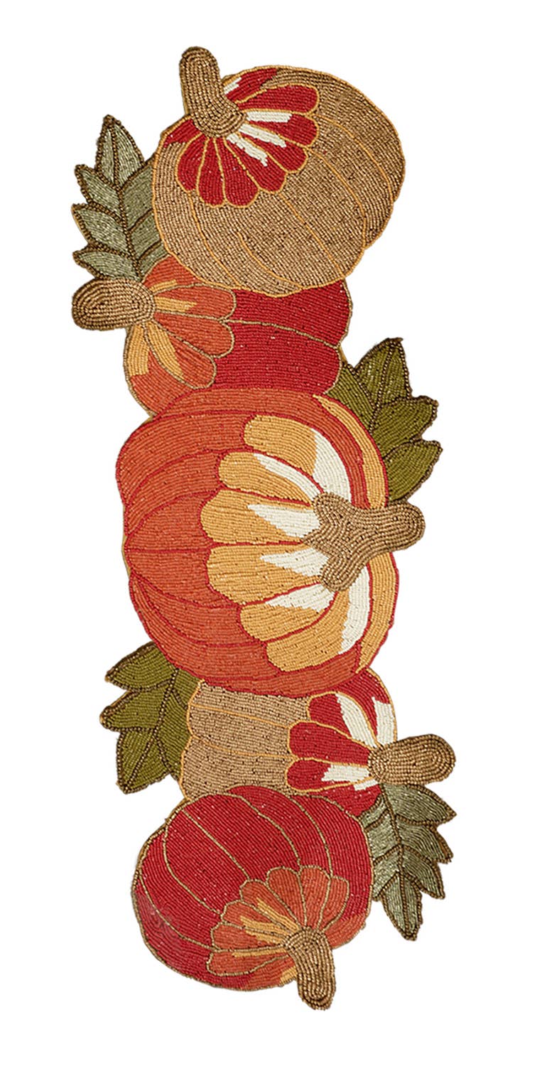 Beaded Pumpkins Table Runner 13" x 35