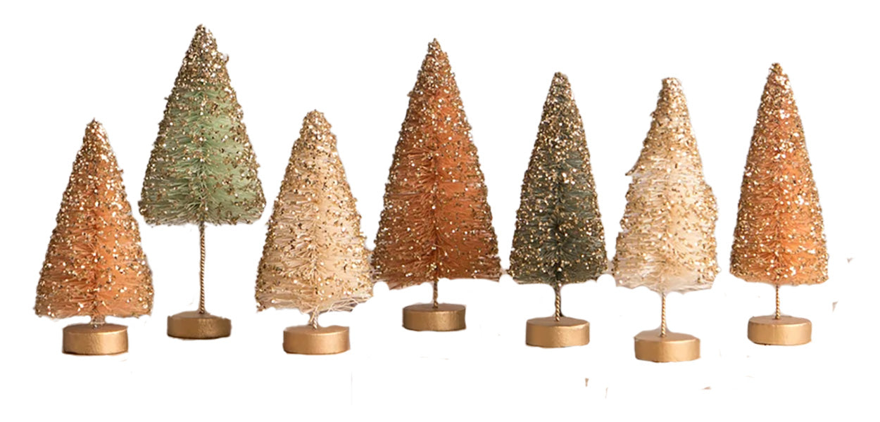 Bethany Lowe Beige Green Orange Tabletop Trees