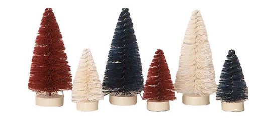 Bethany Lowe Red White Blue Miniature Bottle Brush Trees 