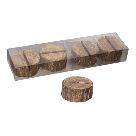 Set of place card holders made to resemble birch wood pieces