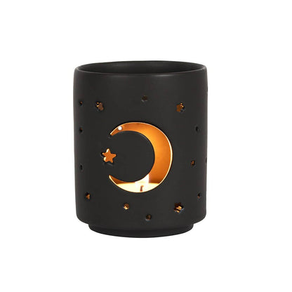 Black Cut Out Moon Tealight Candle Holder