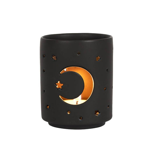 Black Cut Out Moon Tealight Candle Holder