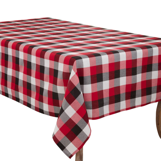 Red, black, and white checkered tablecloth  