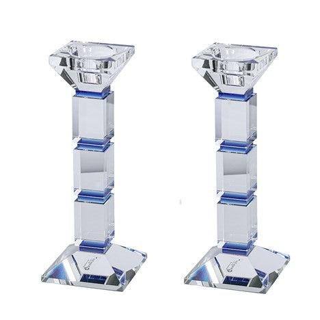 Blue Crystal Candlesticks Set