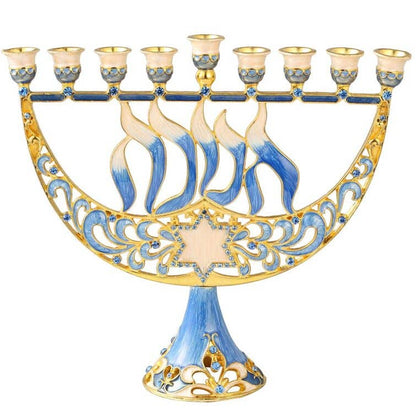 Blue Jewel Calligraphy Menorah