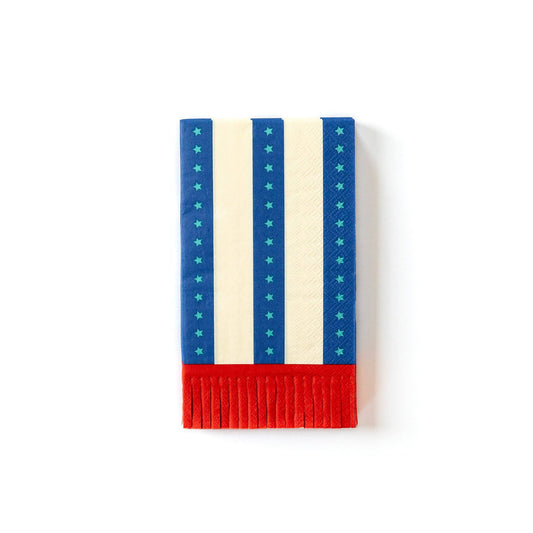 Blue and White Stripes  Red Fringe Paper Guest Towels