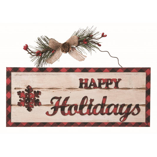 Wall sign with border, text and decoration in a buffalo plaid pattern