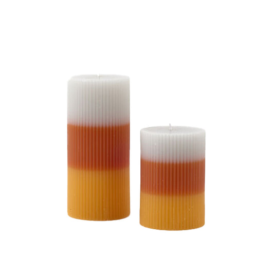 Candy Corn Pillar Candles Set of 2
