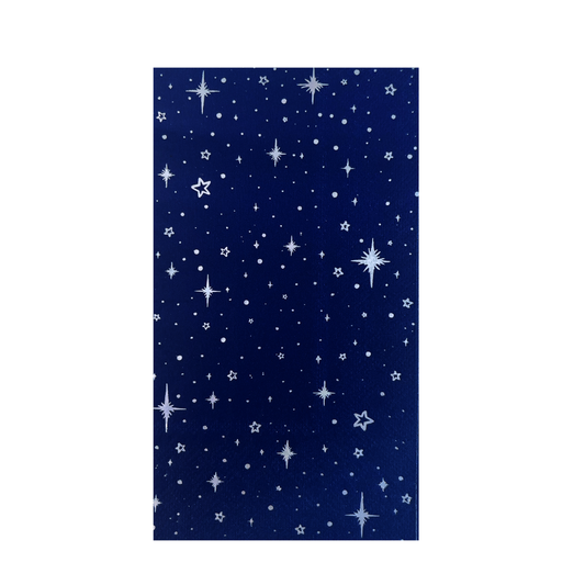 Navy blue paper buffet napkins with silver stars   