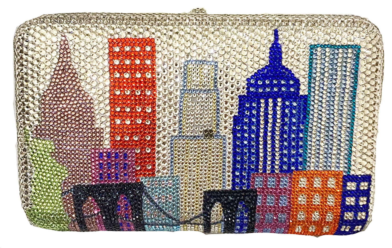 Color Crystal City Skyline Clutch/Shoulder Evening Handbag